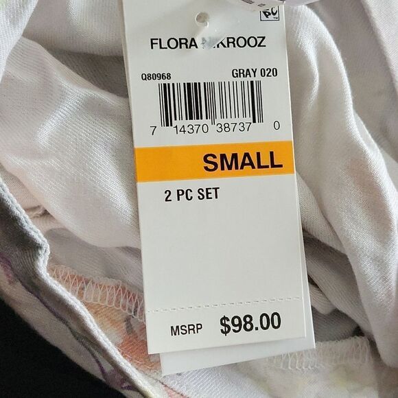 Women's Flora Nikrooz Moira Floral Print Twill Pajamas, Size Small - Grey - Picture 3 of 6